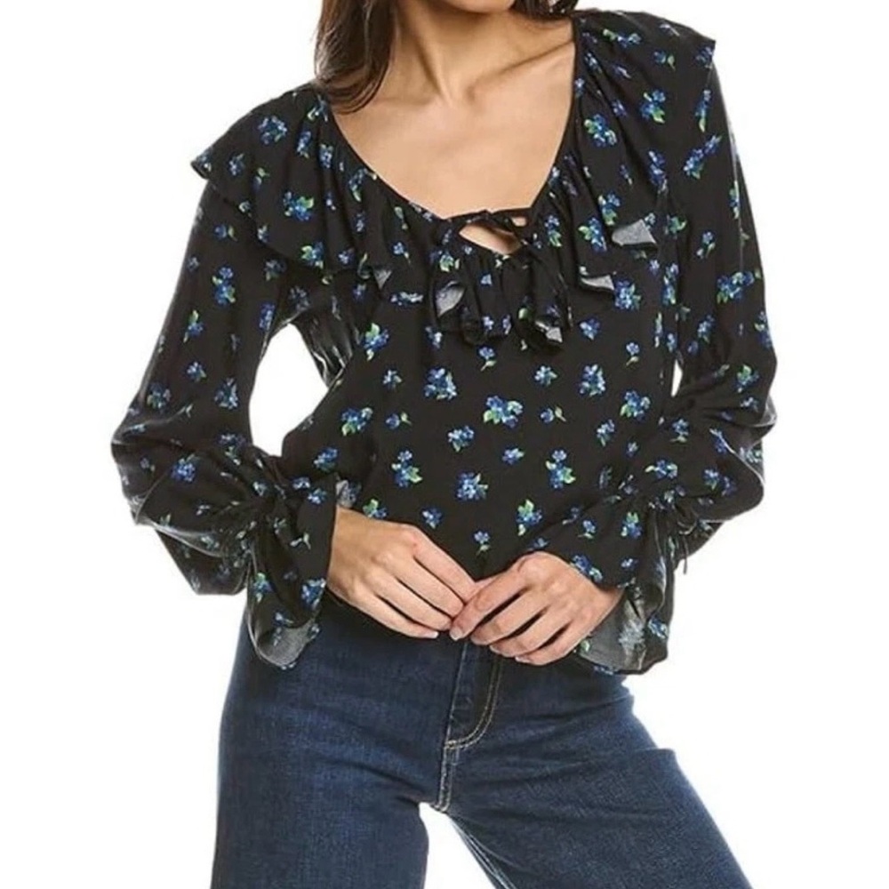 Women’s Weworewhat Floral Black Blouse NWT Size XS